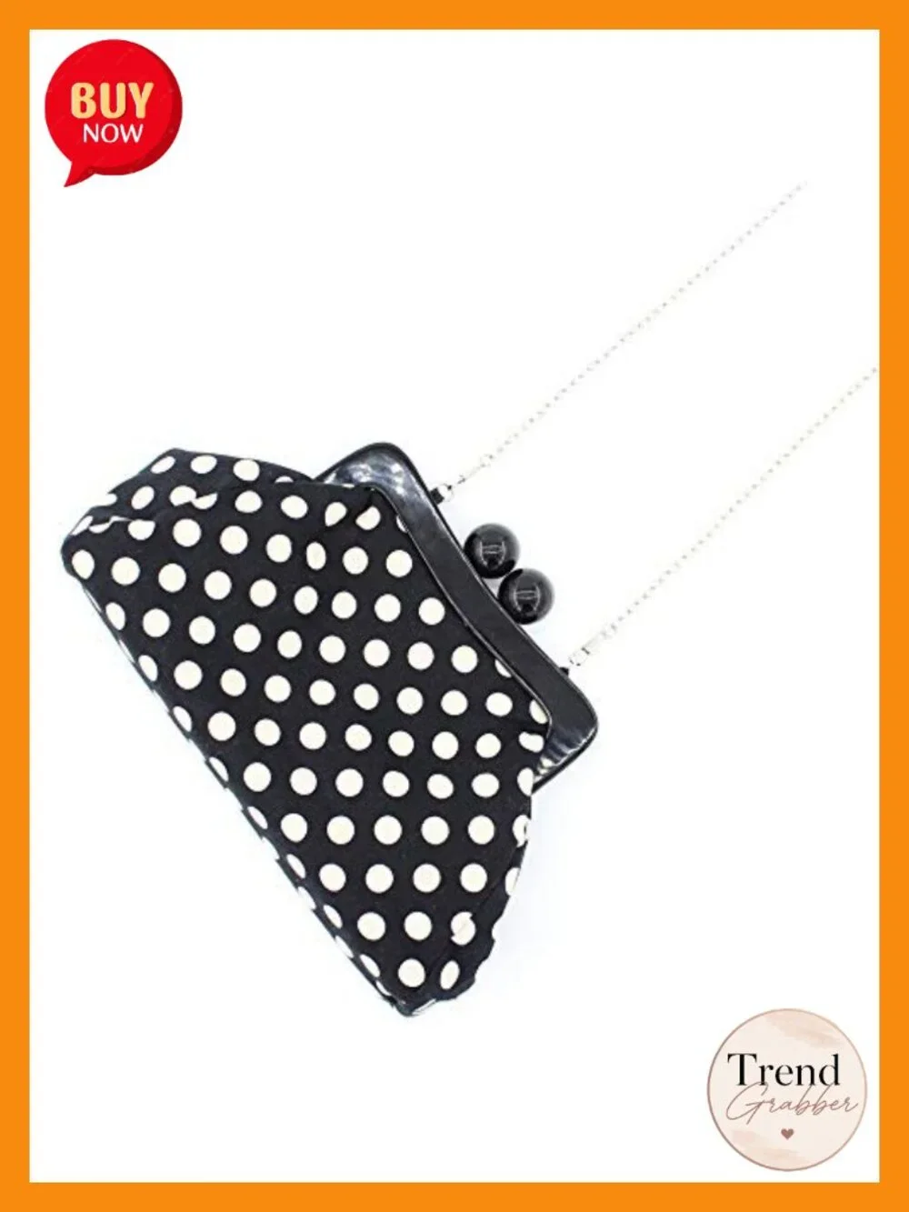 Polka Dot Clutch Purse with Chain Strap Evening Bag